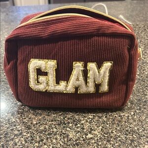 Red Corduroy Glam Makeup Bag